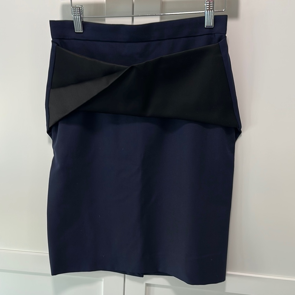 Balenciaga Blue and Black Asymmetrical Pencil Skirt